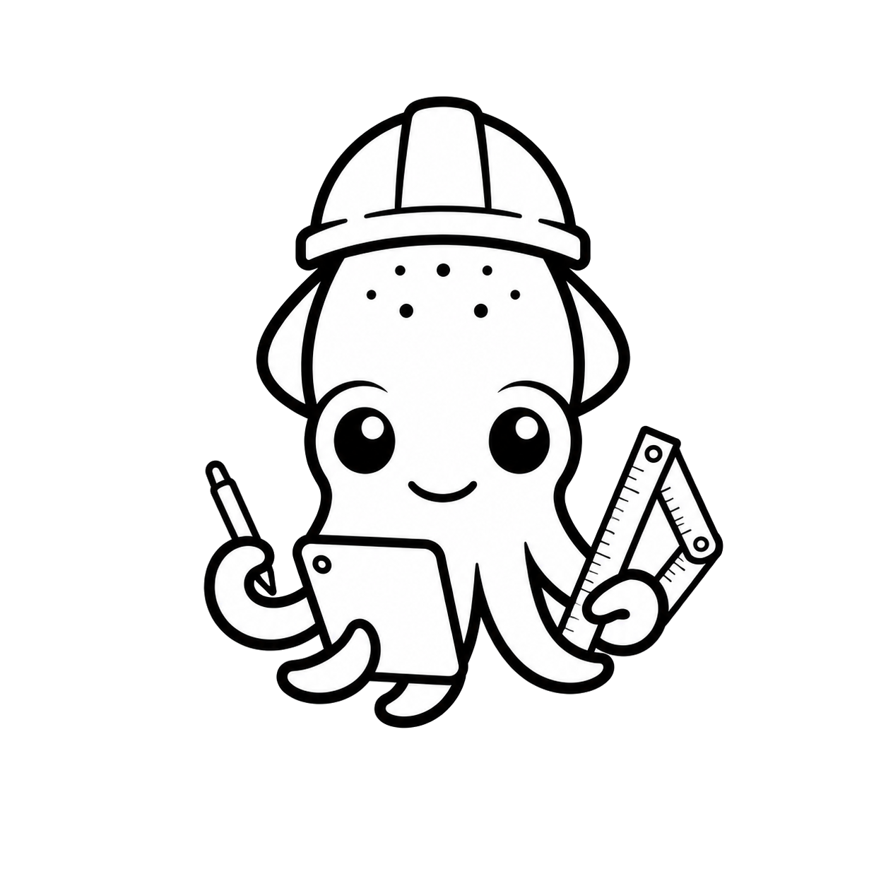 Mascotte Sepiaki casque de chantier