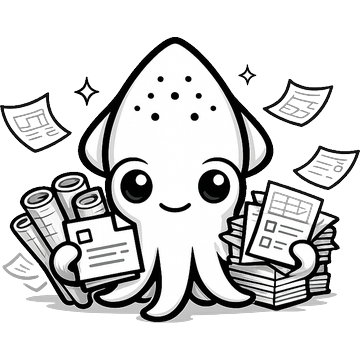 Une seiche entourée de piles de documents